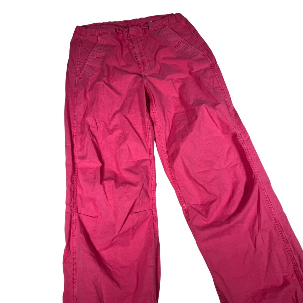 American Eagle Pink Cargo Parachute Pants Stretch Drawstring Womens S | Y2K‎